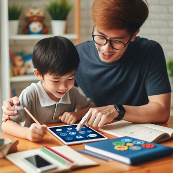 parent helping child to study